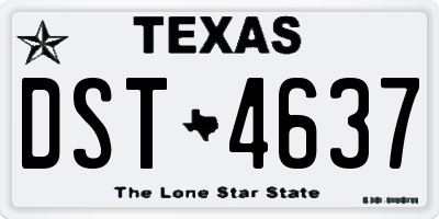 TX license plate DST4637