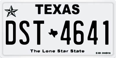 TX license plate DST4641