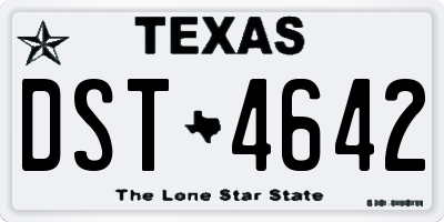 TX license plate DST4642