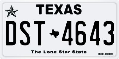TX license plate DST4643