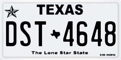 TX license plate DST4648