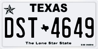 TX license plate DST4649