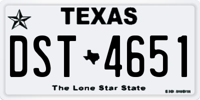 TX license plate DST4651