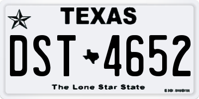 TX license plate DST4652