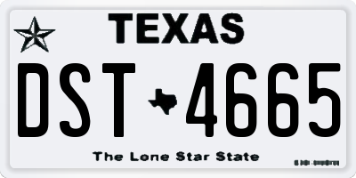 TX license plate DST4665