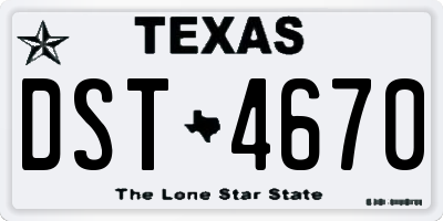 TX license plate DST4670