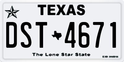 TX license plate DST4671