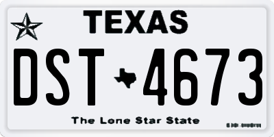 TX license plate DST4673