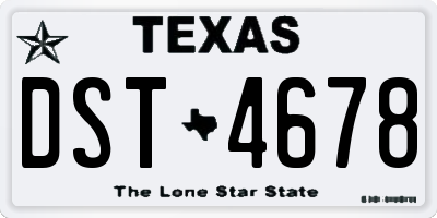 TX license plate DST4678