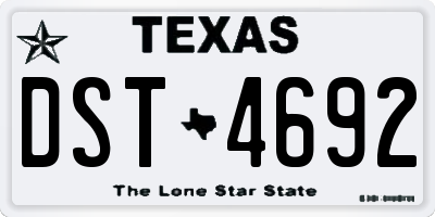 TX license plate DST4692