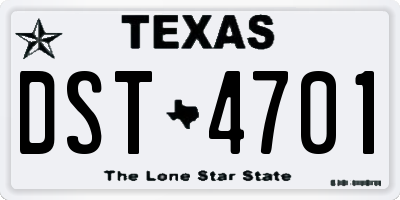 TX license plate DST4701