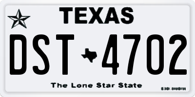 TX license plate DST4702