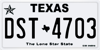 TX license plate DST4703