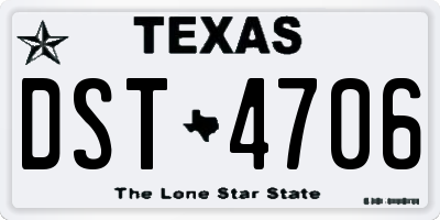 TX license plate DST4706