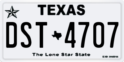 TX license plate DST4707
