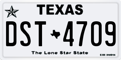 TX license plate DST4709