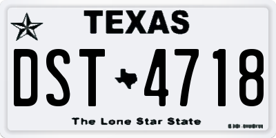TX license plate DST4718