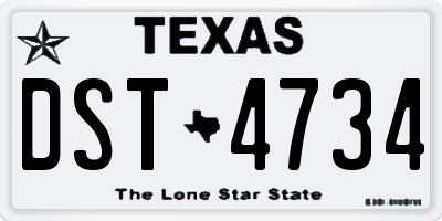 TX license plate DST4734