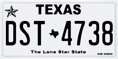 TX license plate DST4738