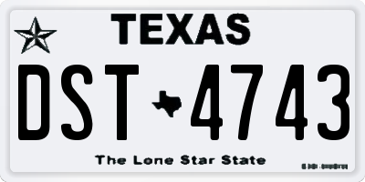 TX license plate DST4743