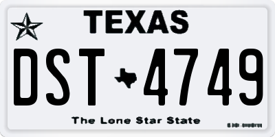 TX license plate DST4749