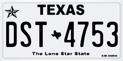 TX license plate DST4753