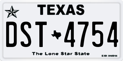 TX license plate DST4754