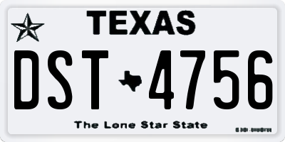 TX license plate DST4756