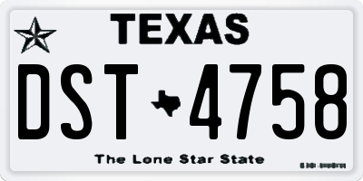 TX license plate DST4758