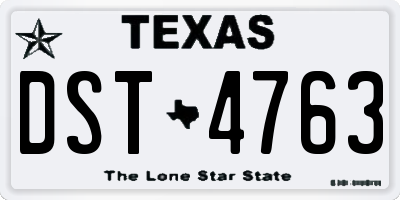 TX license plate DST4763