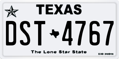 TX license plate DST4767