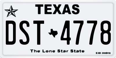 TX license plate DST4778