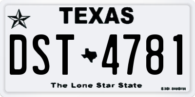 TX license plate DST4781