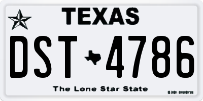 TX license plate DST4786
