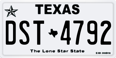 TX license plate DST4792