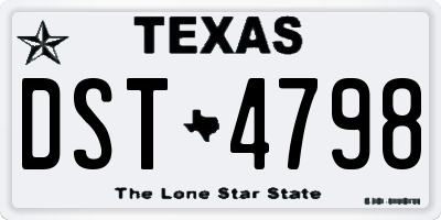 TX license plate DST4798