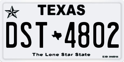TX license plate DST4802