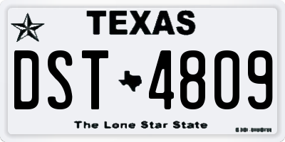 TX license plate DST4809