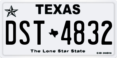 TX license plate DST4832
