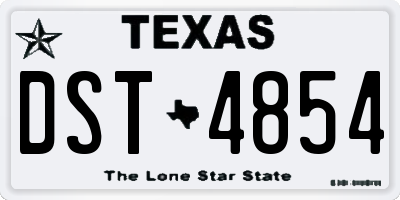 TX license plate DST4854