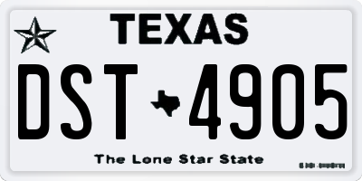 TX license plate DST4905
