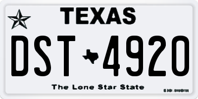 TX license plate DST4920