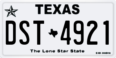 TX license plate DST4921
