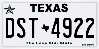 TX license plate DST4922