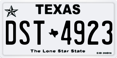 TX license plate DST4923