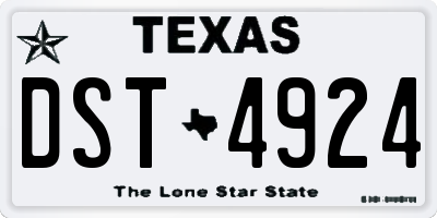 TX license plate DST4924