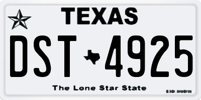 TX license plate DST4925