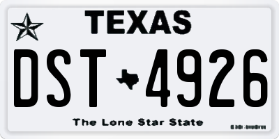 TX license plate DST4926