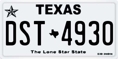 TX license plate DST4930