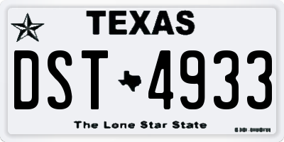TX license plate DST4933